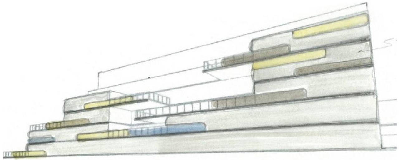 Rendering of building from page 7 of the file '2024-10-09 - Urban Design Brief - D07-12-24-0121'