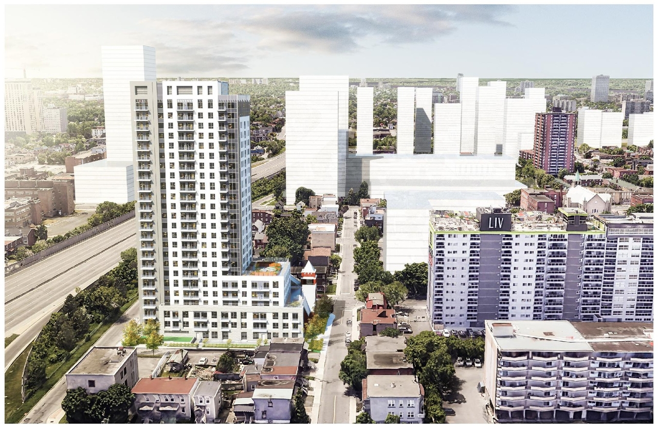 Rendering of building from page 10 of the file '2024-10-11 - Urban Design Brief - D07-12-24-0127'