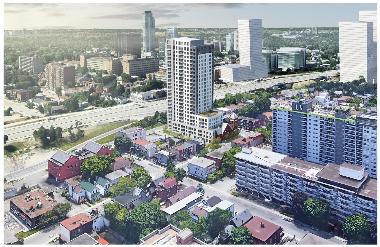 Rendering of building from page 10 of the file '2024-10-11 - Urban Design Brief - D07-12-24-0127'