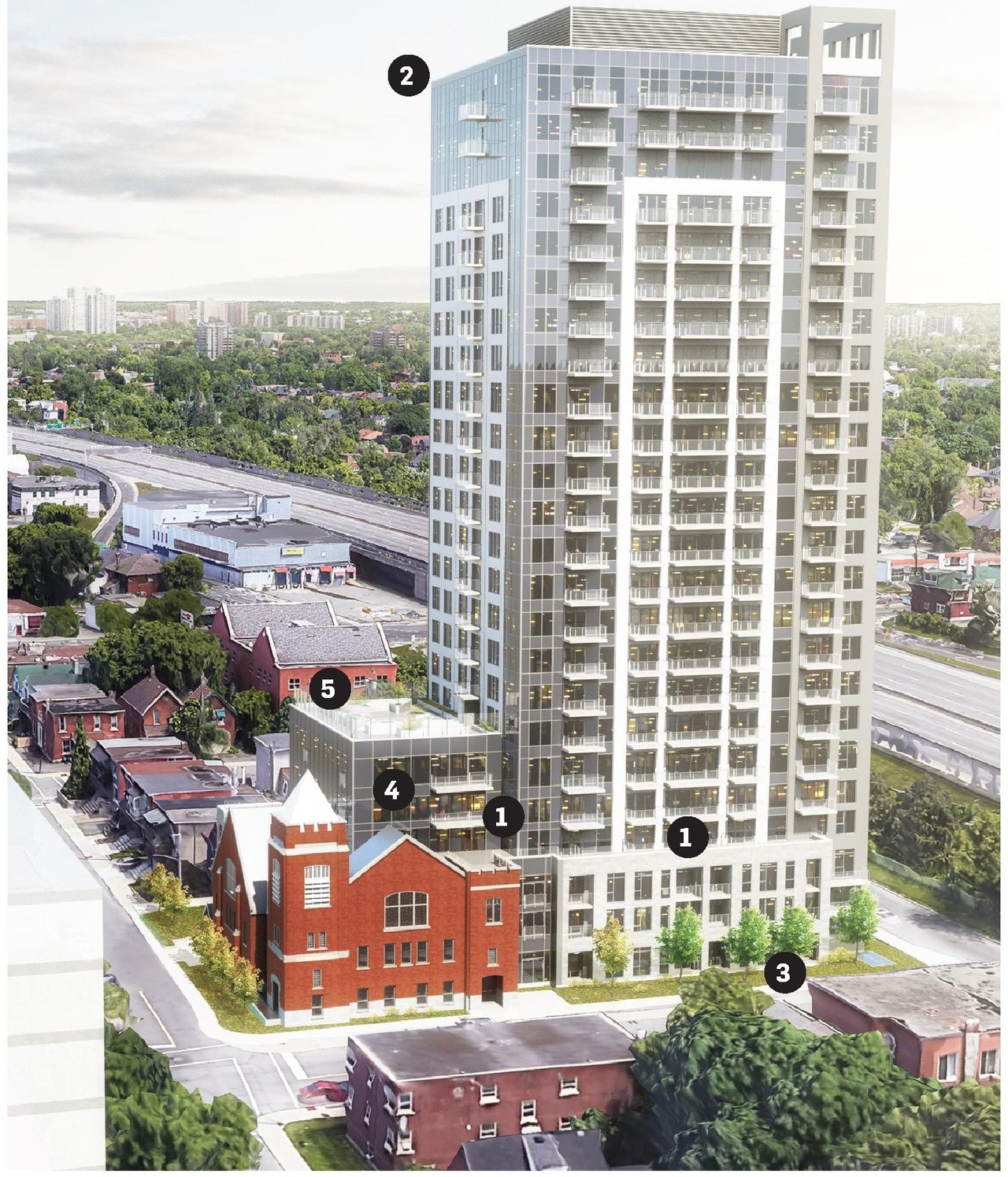 Rendering of building from page 24 of the file '2024-10-11 - Urban Design Brief - D07-12-24-0127'