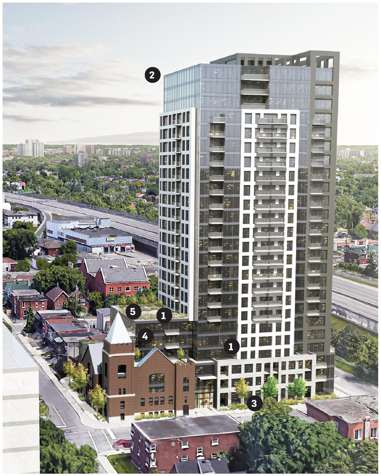 Rendering of building from page 24 of the file '2024-10-11 - Urban Design Brief - D07-12-24-0127'