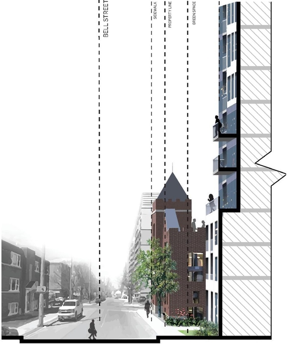 Rendering of building from page 40 of the file '2024-10-11 - Urban Design Brief - D07-12-24-0127'