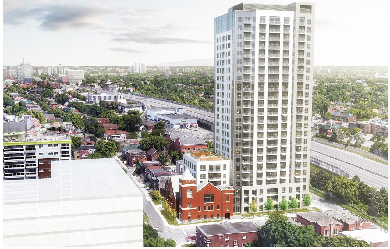 Rendering of building from page 42 of the file '2024-10-11 - Urban Design Brief - D07-12-24-0127'