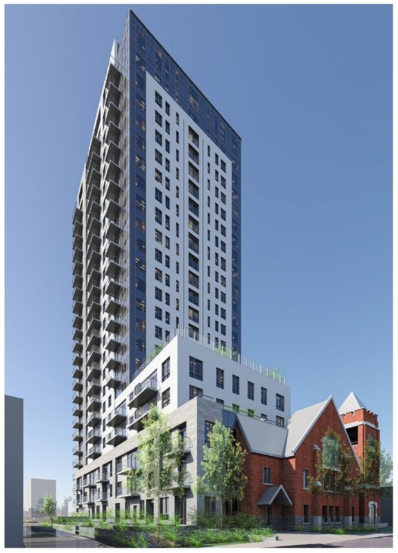 Rendering of building from page 42 of the file '2024-10-11 - Urban Design Brief - D07-12-24-0127'