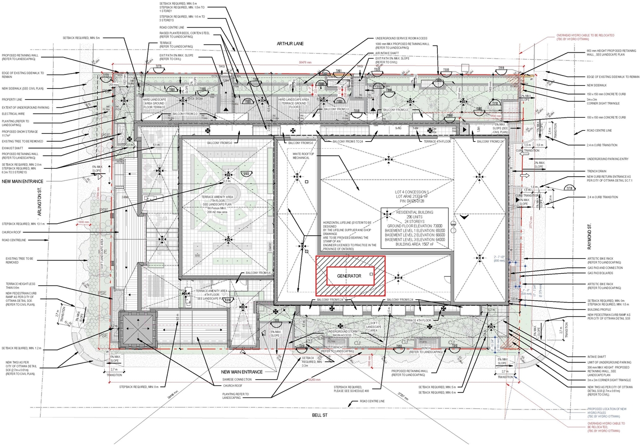 Construction site plan for project from page 46 of the file '2024-10-11 - Urban Design Brief - D07-12-24-0127'