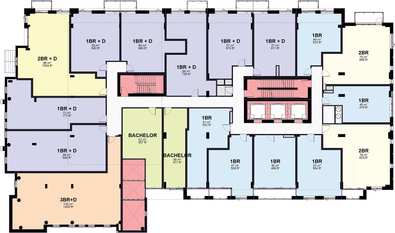 Floor plan for project from page 59 of the file '2024-10-11 - Urban Design Brief - D07-12-24-0127'