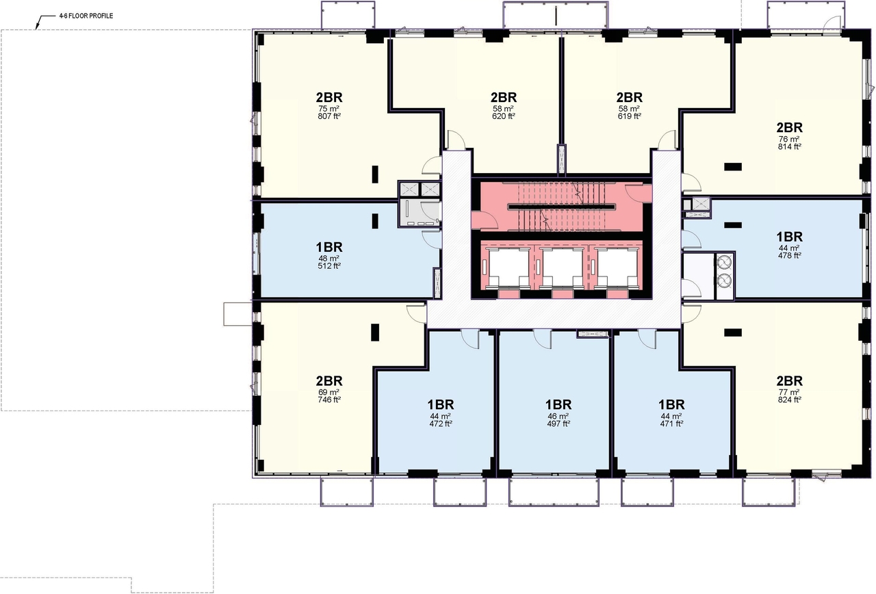 Floor plan for project from page 64 of the file '2024-10-11 - Urban Design Brief - D07-12-24-0127'
