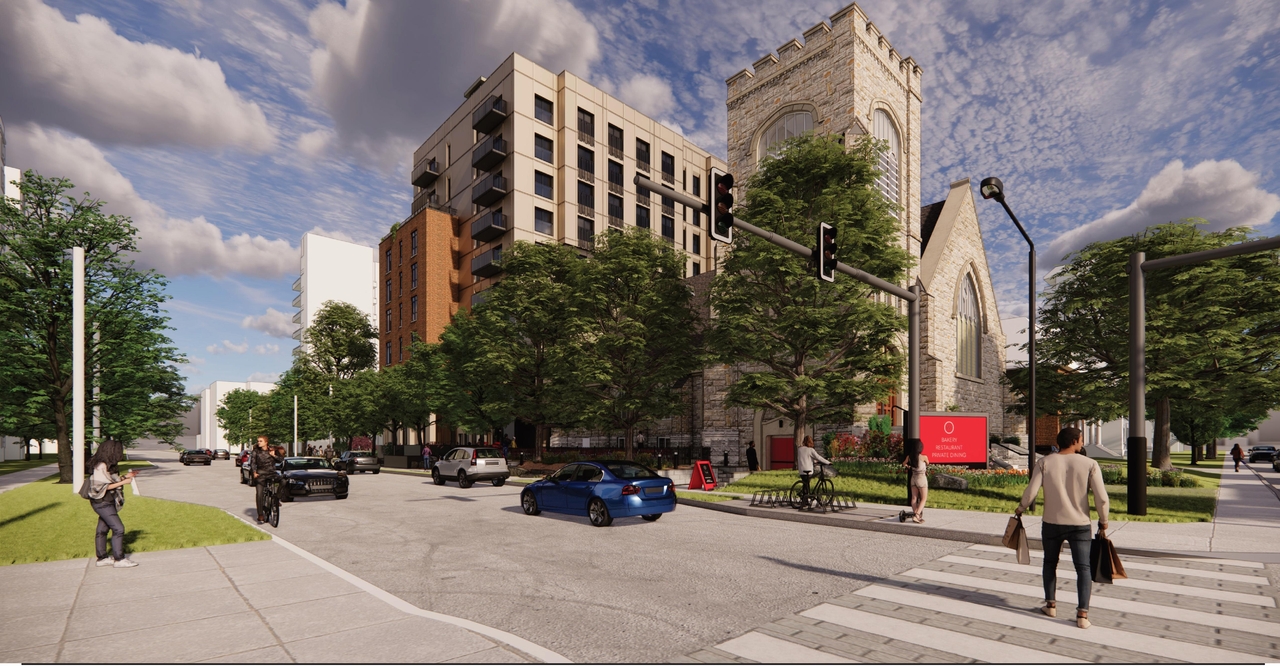 Rendering of building from page 5 of the file '2024-10-22 - Design Brief - D07-12-24-0132'