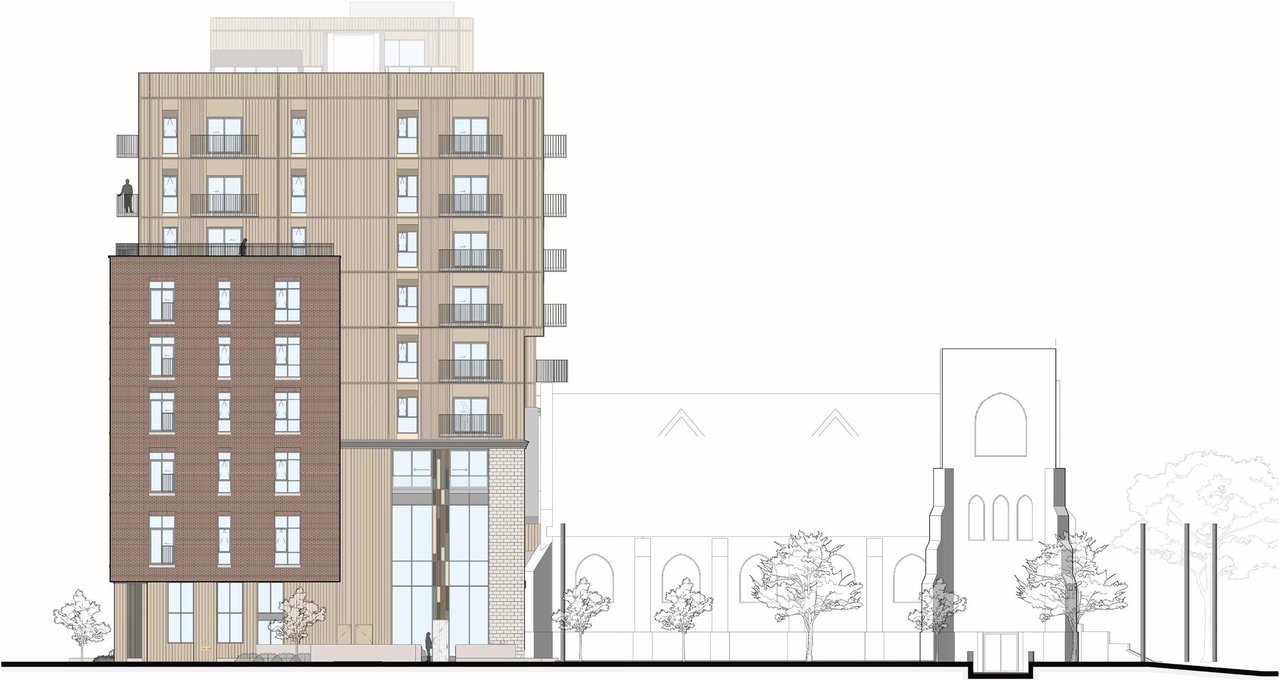 Rendering of building from page 50 of the file '2024-10-22 - Design Brief - D07-12-24-0132'