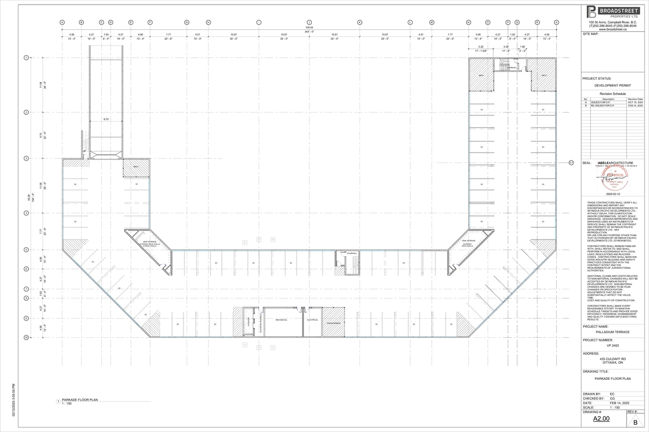 Floor plan for project from page 1 of the file '2025-03-03 - PARKADE FLOOR PLAN - D07-12-24-0140'