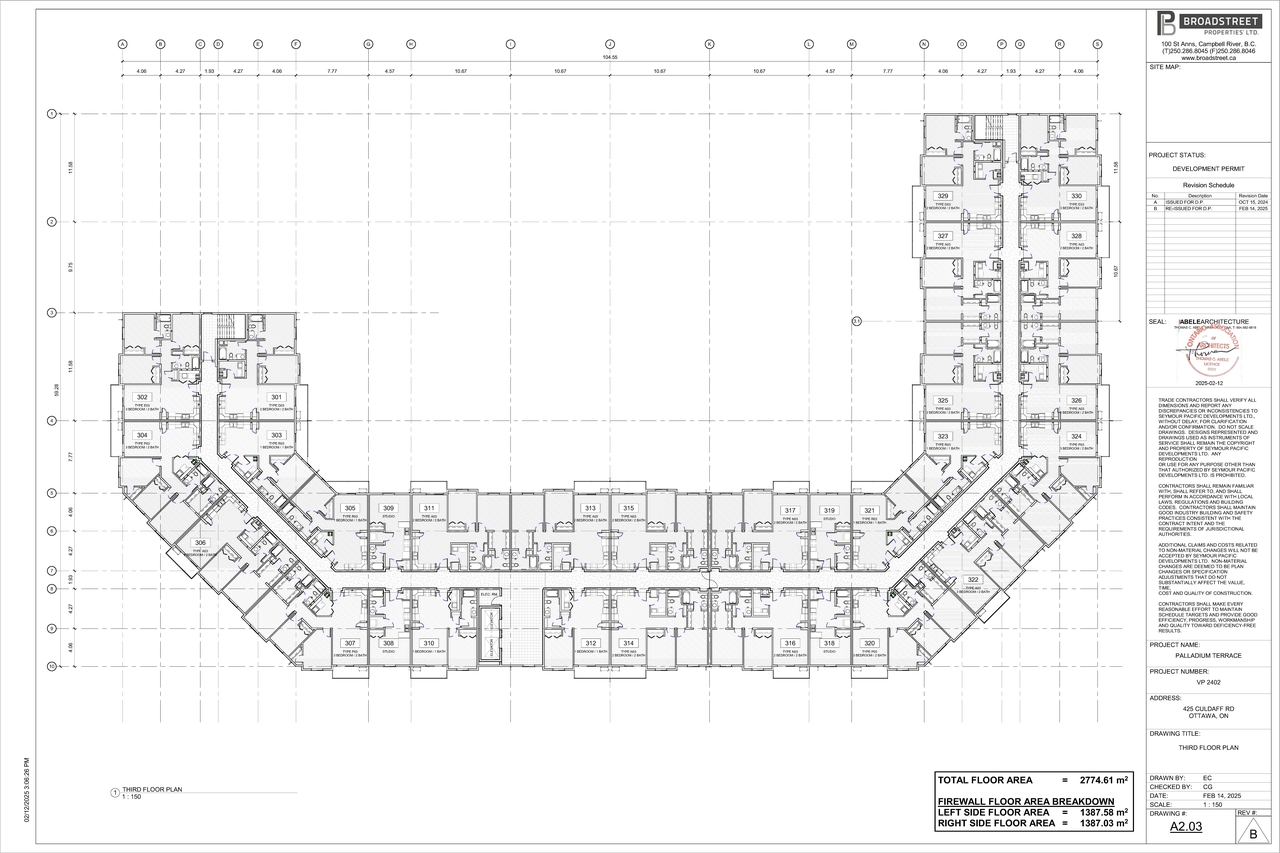 Floor plan for project from page 1 of the file '2025-03-03 - THIRD FLOOR PLAN - D07-12-24-0140'