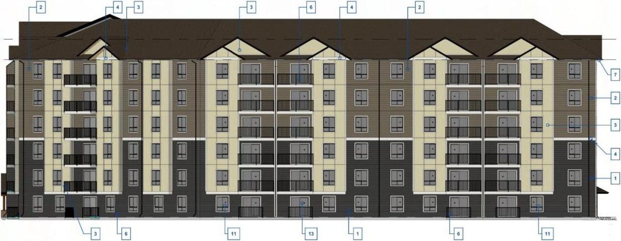 Rendering of building from page 26 of the file '2024-11-04 - Design Brief - D07-12-24-0140'