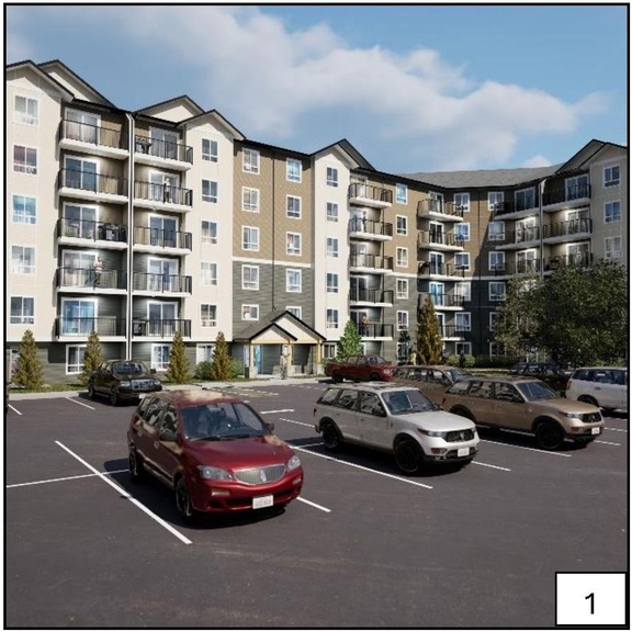 Rendering of building from page 27 of the file '2024-11-04 - Design Brief - D07-12-24-0140'