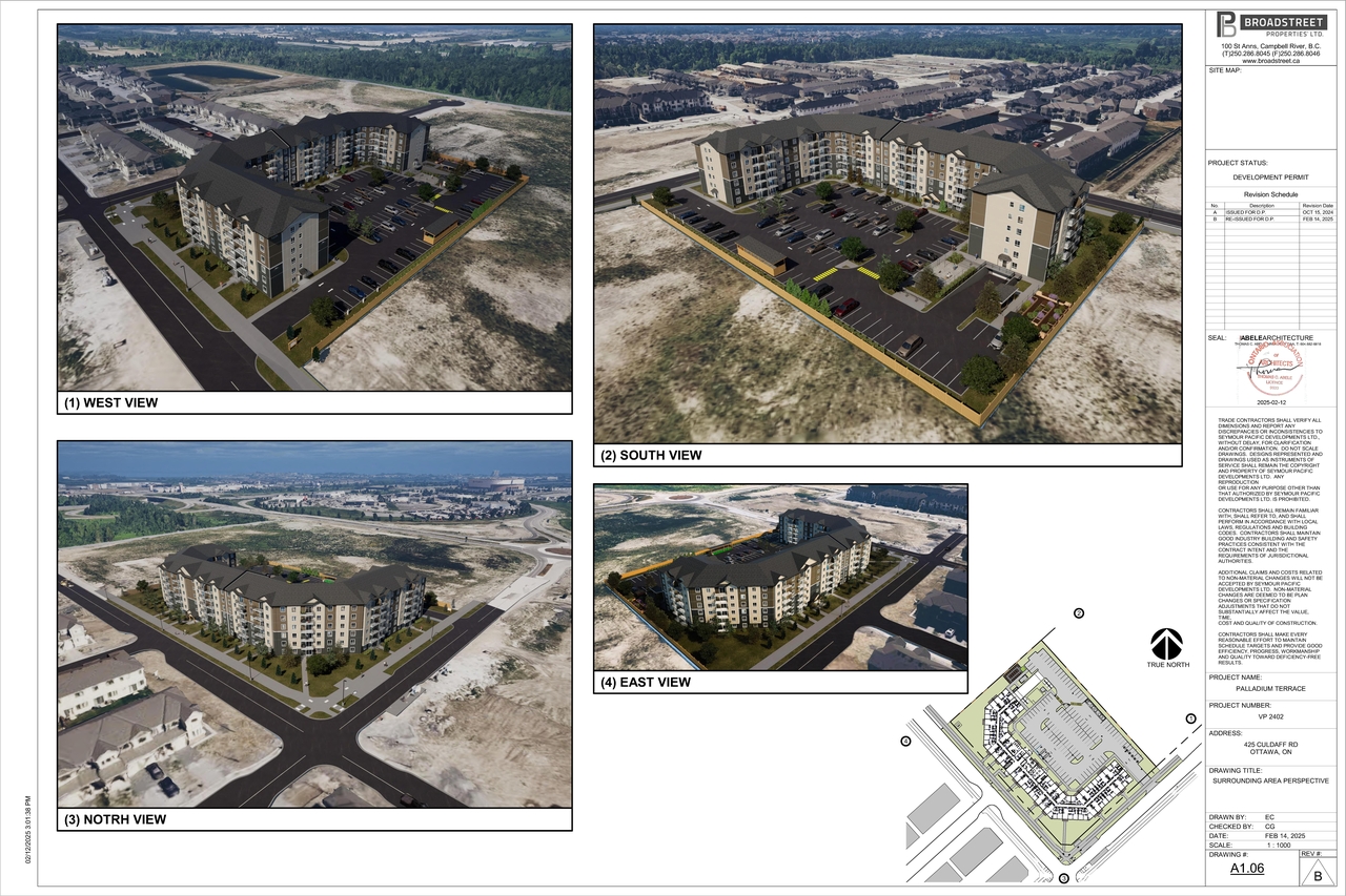 Construction site plan for project from page 1 of the file '2025-03-03 - SURROUNDING AREA PERSPECTIVE - D07-12-24-0140'