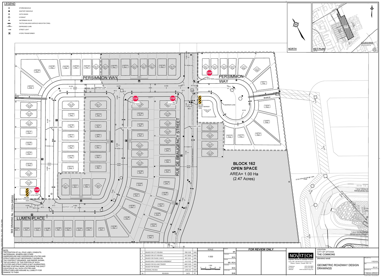 Construction site plan for project from page 1 of the file '2025-09-02 - Geometric Road Design Drawings - D07-12-24-0141'
