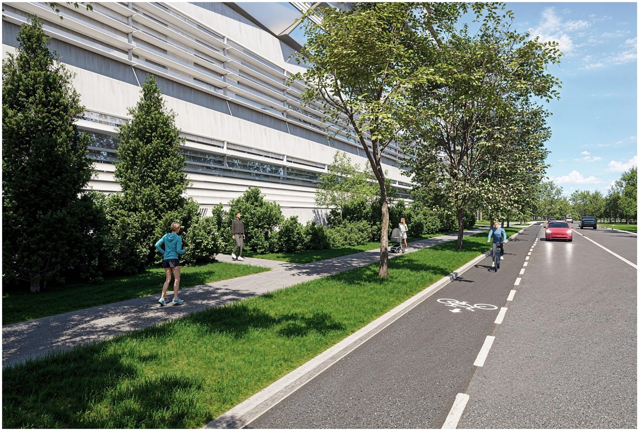 Rendering of building from page 55 of the file '2024-11-15 - Design Brief - D07-12-24-0149'