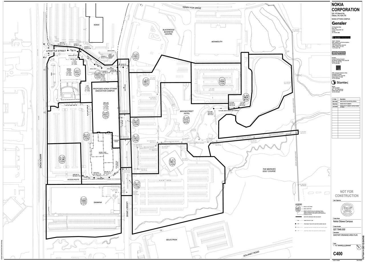 Construction site plan for project from page 55 of the file '2025-08-08 - Sanitary and Storm Trunk Sewer Design Brief - D07-12-24-0149'