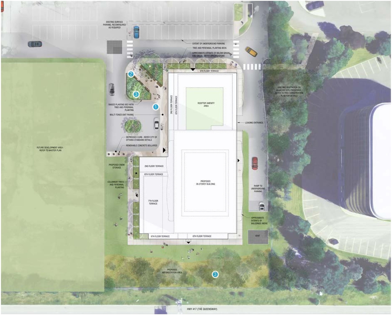 Construction site plan for project from page 60 of the file '2025-05-02 - Urban Design Review Panel Report - D07-12-24-0151'