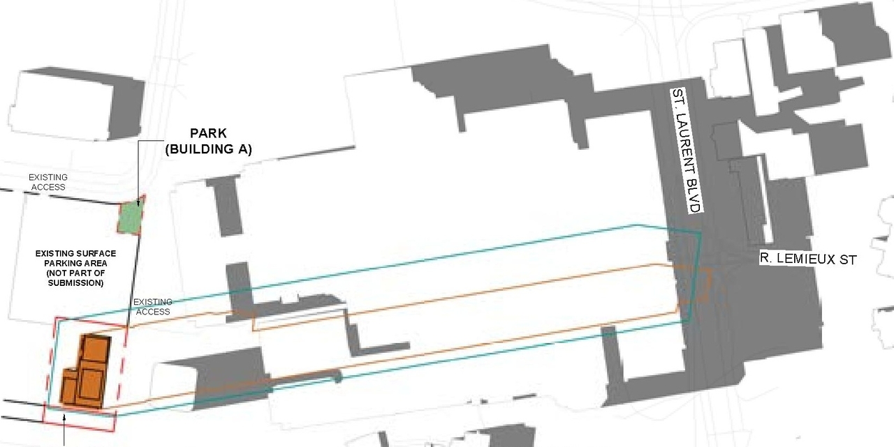 Construction site plan for project from page 75 of the file '2025-05-02 - Urban Design Review Panel Report - D07-12-24-0151'