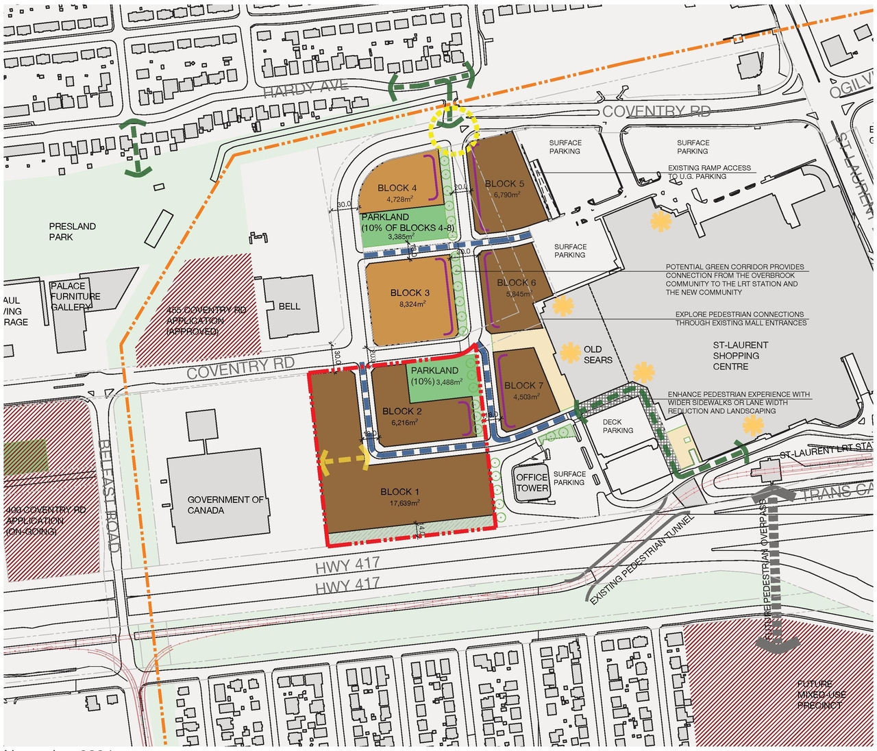 Construction site plan for project from page 22 of the file '2024-11-20 - Urban Design Brief - D07-12-24-0151'