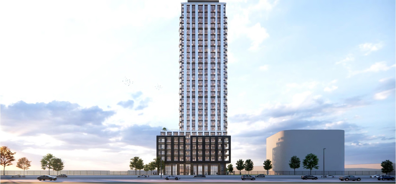 Rendering of building from page 48 of the file '2024-11-20 - Urban Design Brief - D07-12-24-0151'