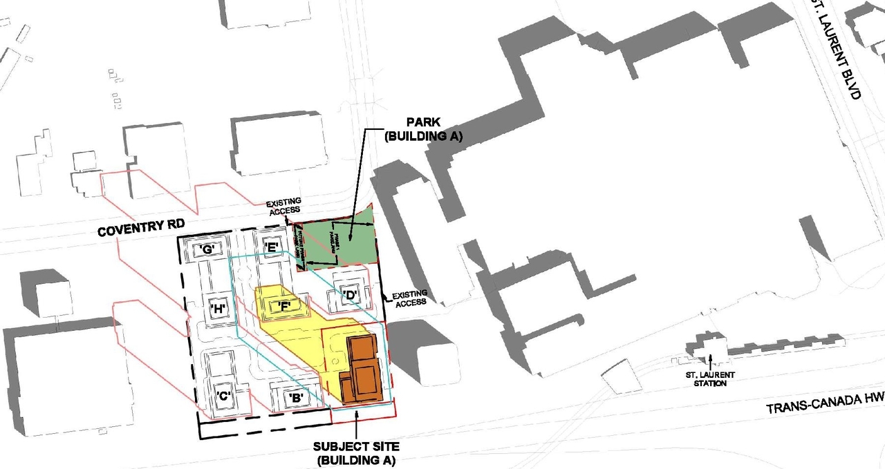 Construction site plan for project from page 65 of the file '2024-11-20 - Urban Design Brief - D07-12-24-0151'