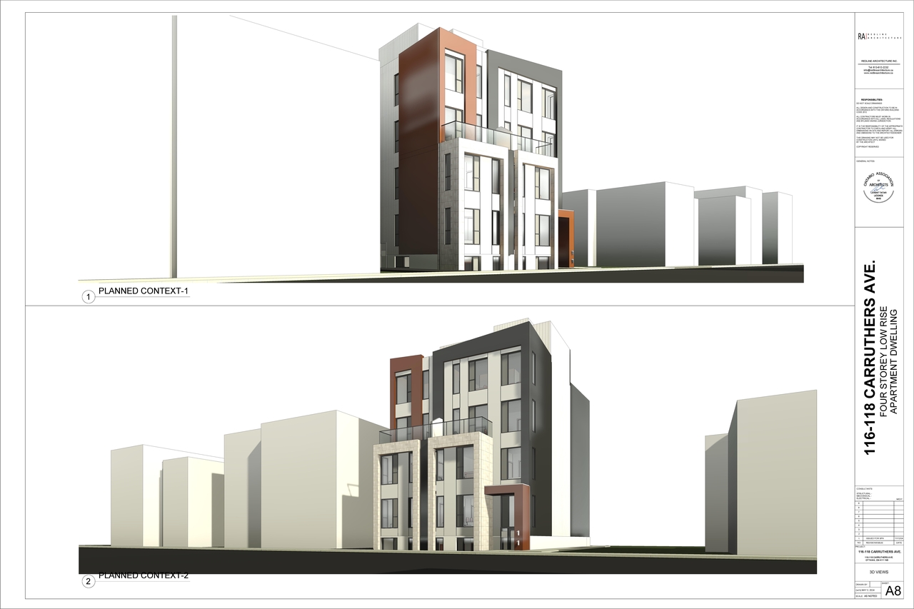 Rendering of building from page 10 of the file '2024-11-21 - Site Plan, Floor Plans, Elevations & Context Models - D07-12-24-0153'