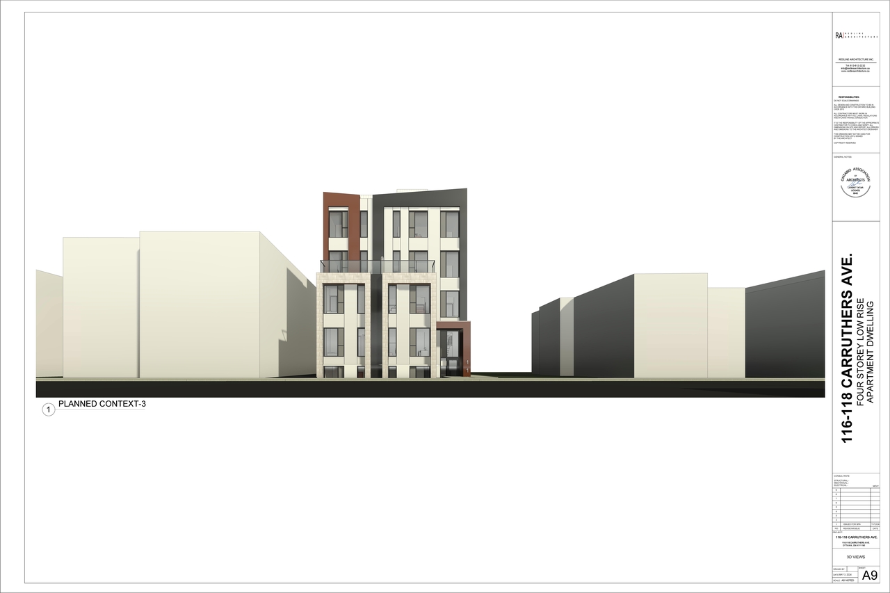 Rendering of building from page 11 of the file '2024-11-21 - Site Plan, Floor Plans, Elevations & Context Models - D07-12-24-0153'