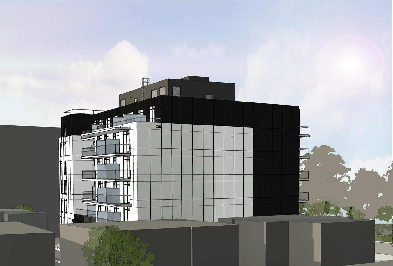 Rendering of building from page 8 of the file '2025-06-03 - Floor Plans & Elevations - D07-12-24-0154'