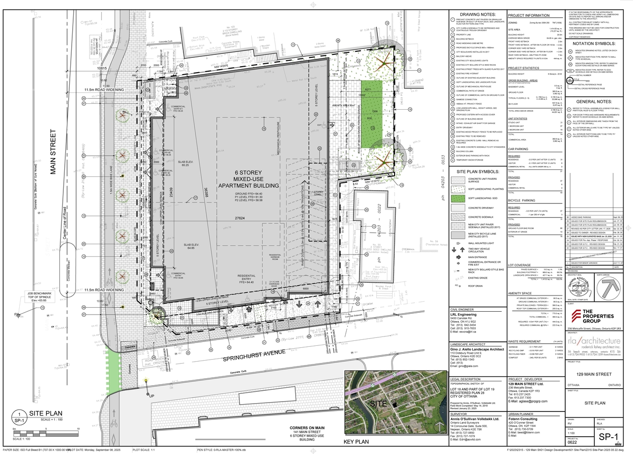 Construction site plan for project from page 1 of the file '2025-09-17 - Site Plan & Ground Floor Plan - D07-12-24-0154'