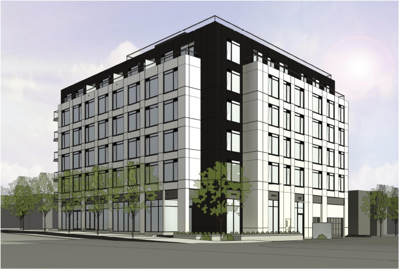 Rendering of building from page 1 of the file '2025-06-03 - Urban Design Brief - D07-12-24-0154'