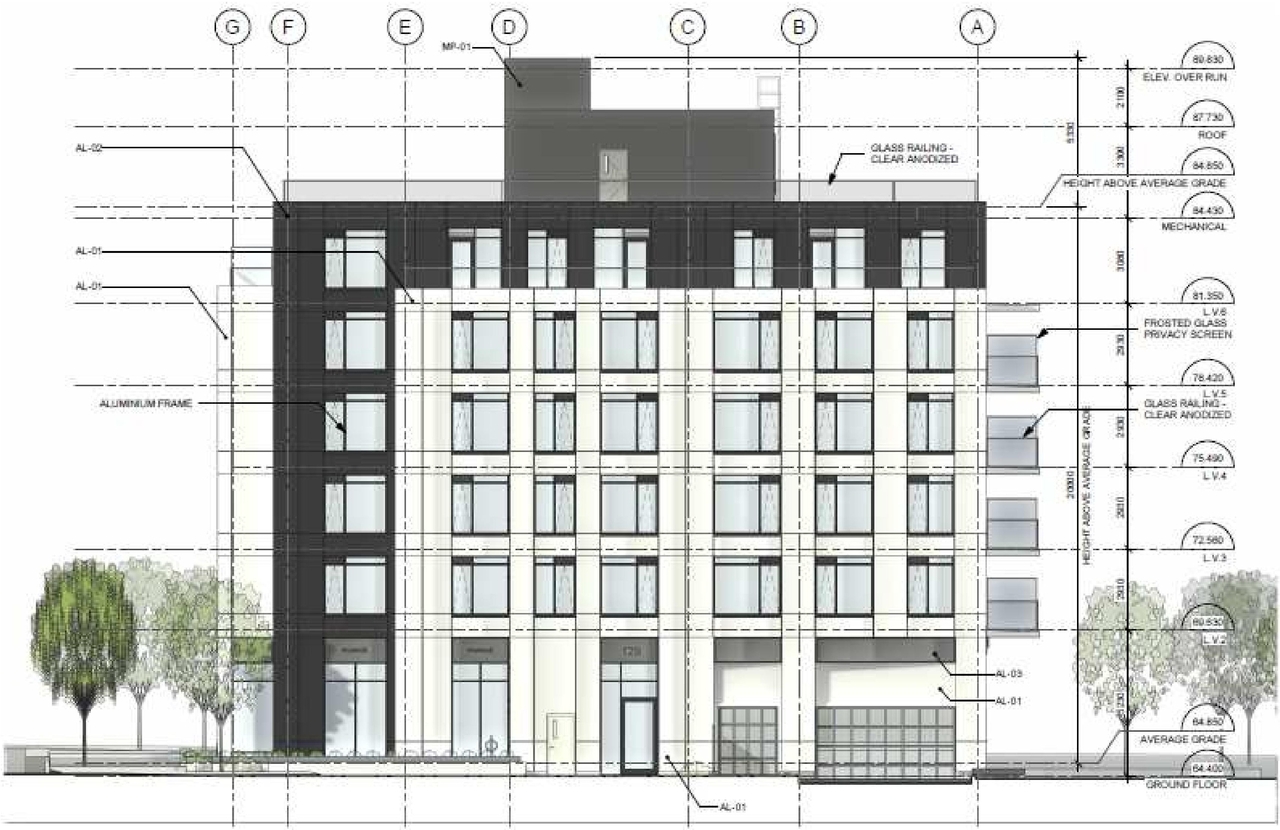 Rendering of building from page 19 of the file '2025-06-03 - Urban Design Brief - D07-12-24-0154'