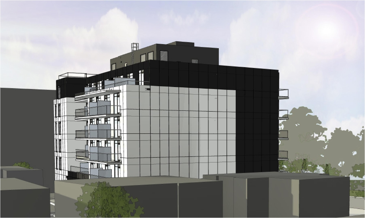 Rendering of building from page 23 of the file '2025-06-03 - Urban Design Brief - D07-12-24-0154'
