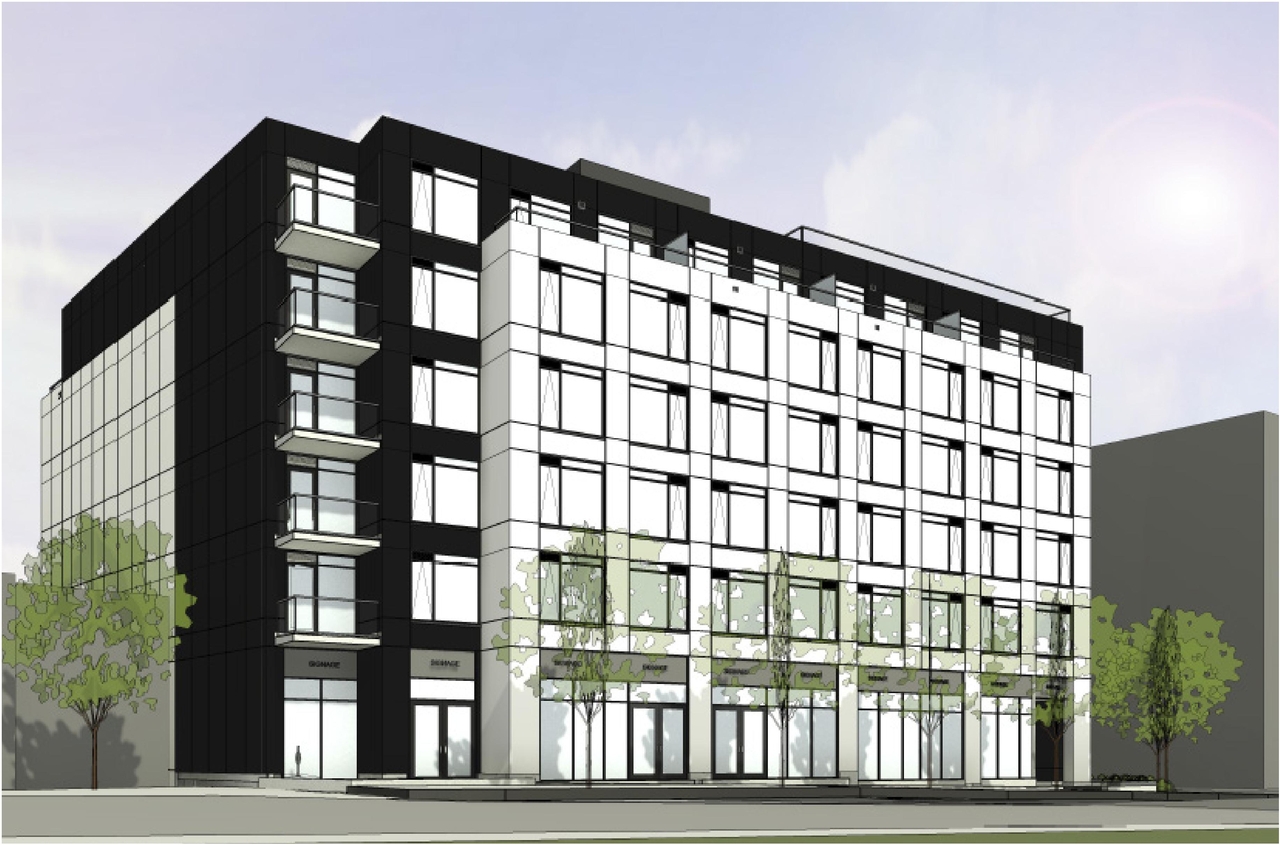 Rendering of building from page 25 of the file '2025-06-03 - Urban Design Brief - D07-12-24-0154'
