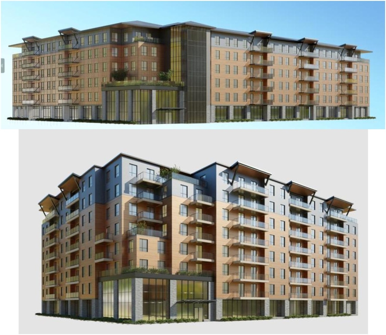 Rendering of building from page 21 of the file '2025-05-12 - Urban Design Brief - D07-12-24-0169'