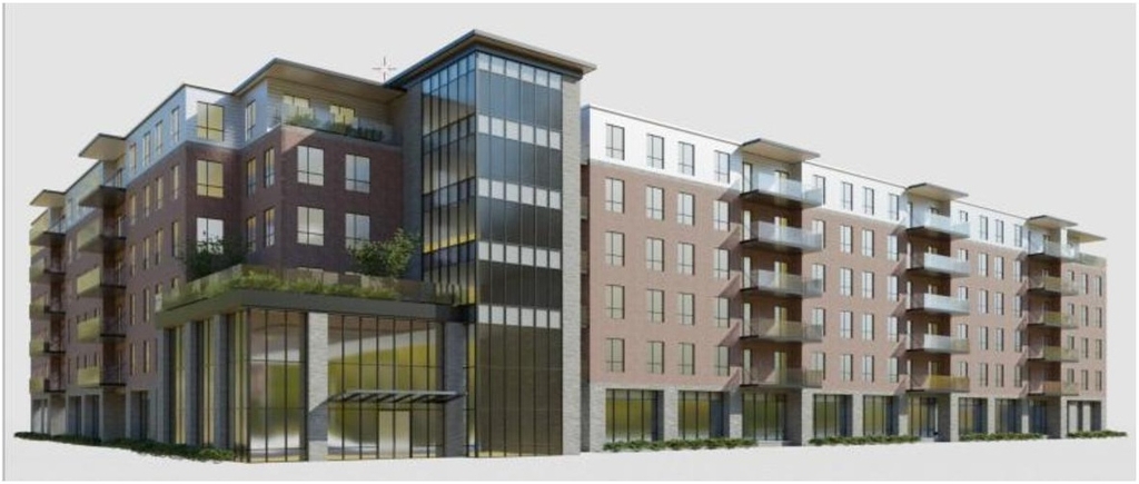 Rendering of building from page 21 of the file '2025-05-12 - Urban Design Brief - D07-12-24-0169'