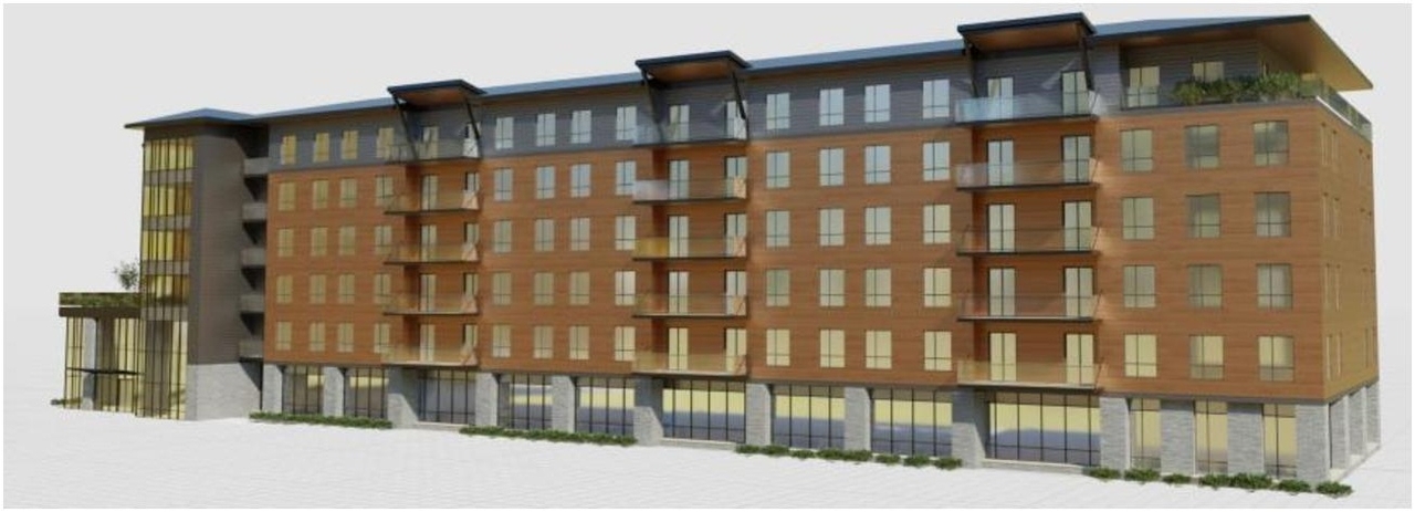 Rendering of building from page 21 of the file '2025-05-12 - Urban Design Brief - D07-12-24-0169'