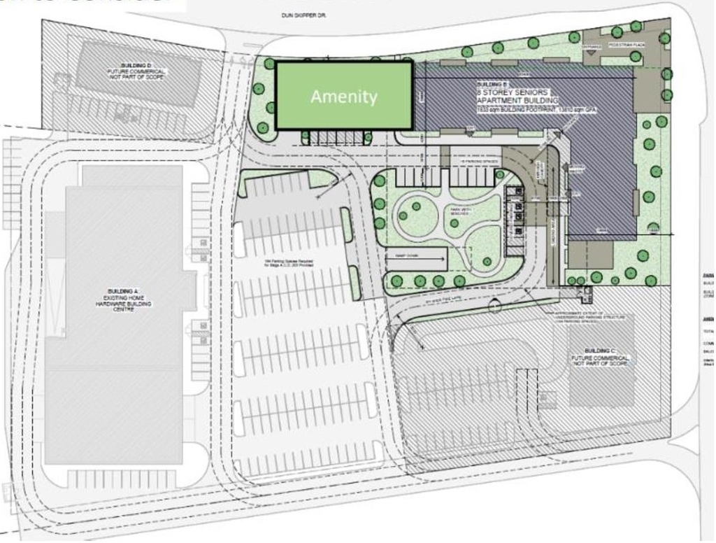 Construction site plan for project from page 38 of the file '2025-05-12 - Design Brief - D07-12-24-0169'