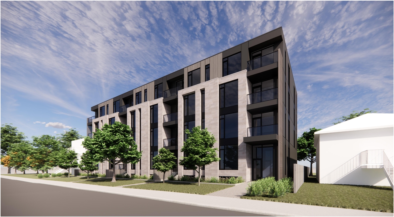 Rendering of building from page 4 of the file '2024-12-23 - Design Brief - D07-12-24-0177'