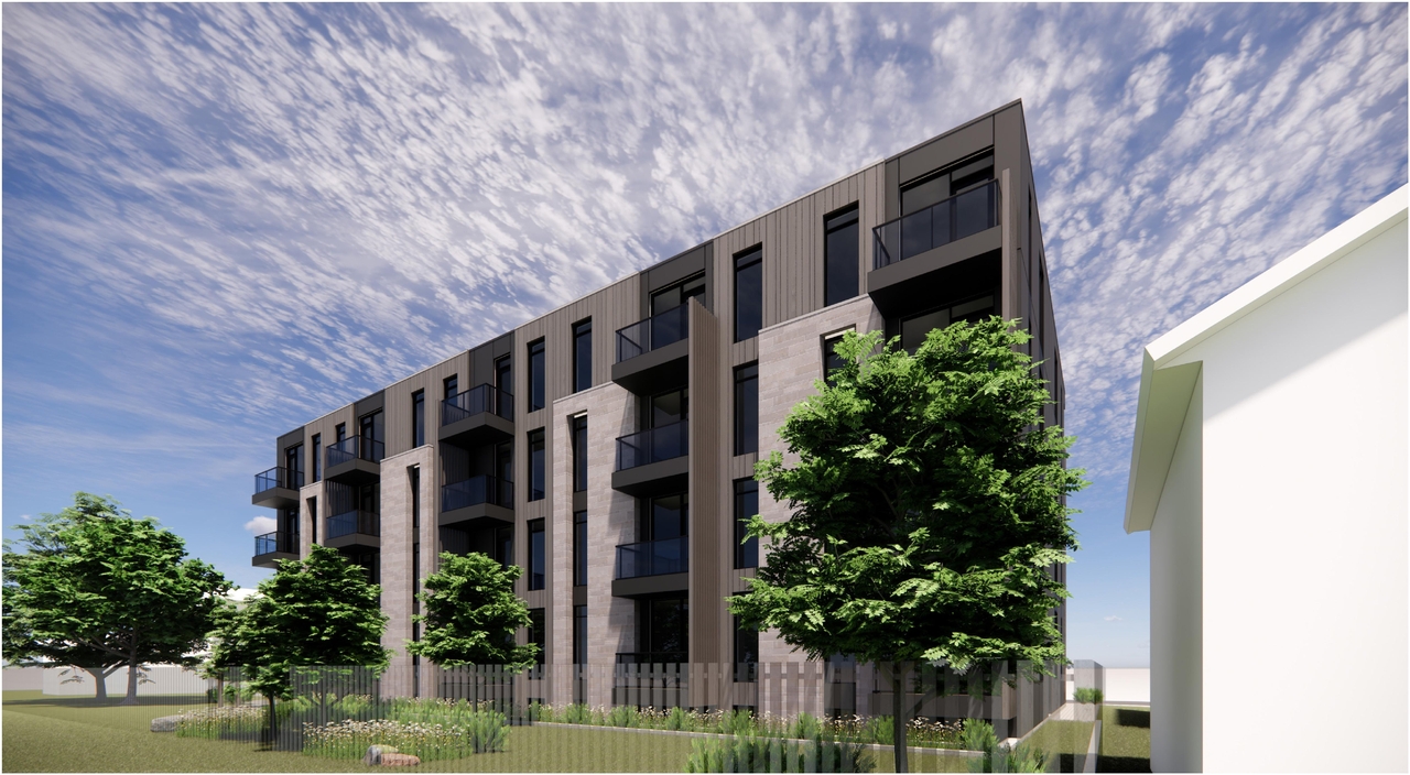 Rendering of building from page 7 of the file '2024-12-23 - Design Brief - D07-12-24-0177'