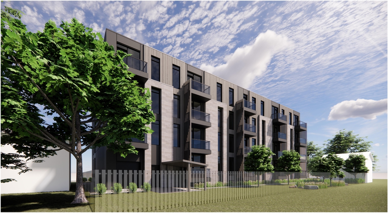 Rendering of building from page 8 of the file '2024-12-23 - Design Brief - D07-12-24-0177'