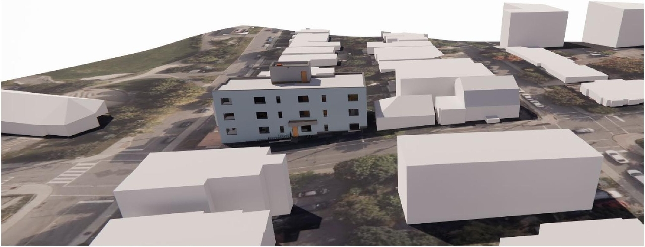 Rendering of building from page 11 of the file '2025-01-13 - Design Brief - D07-12-25-0002'