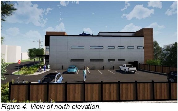 Rendering of building from page 6 of the file '2025-11-28 - Urban Design Brief - D07-12-25-0022'