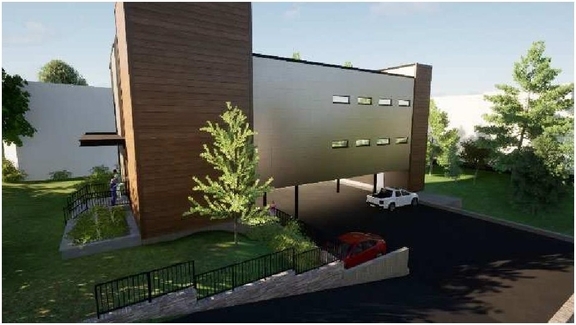 Rendering of building from page 23 of the file '2025-11-28 - Urban Design Brief - D07-12-25-0022'