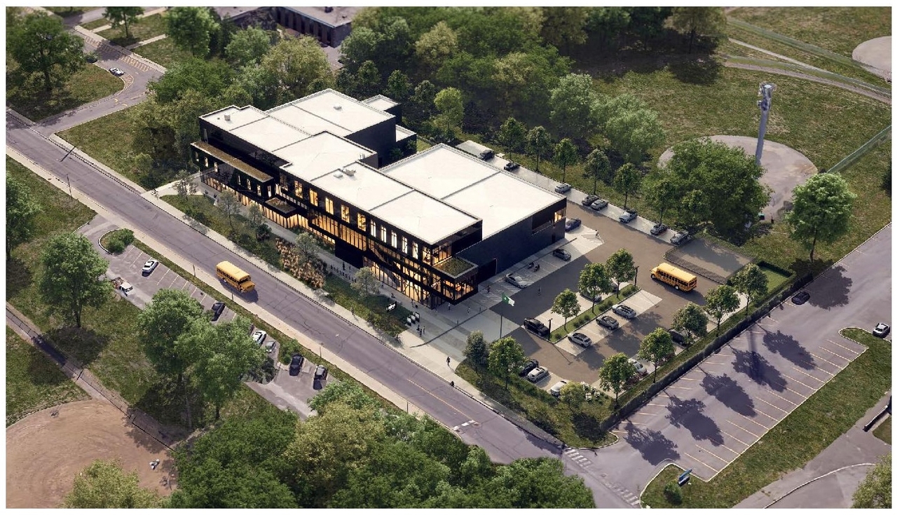 Rendering of building from page 5 of the file '2025-03-28 - Design Brief - D07-12-25-0040'