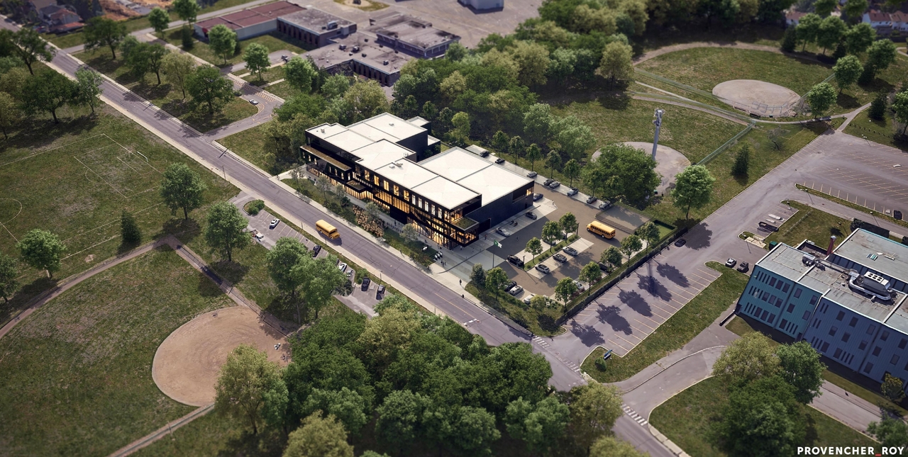 Rendering of building from page 10 of the file '2025-03-28 - Design Brief - D07-12-25-0040'