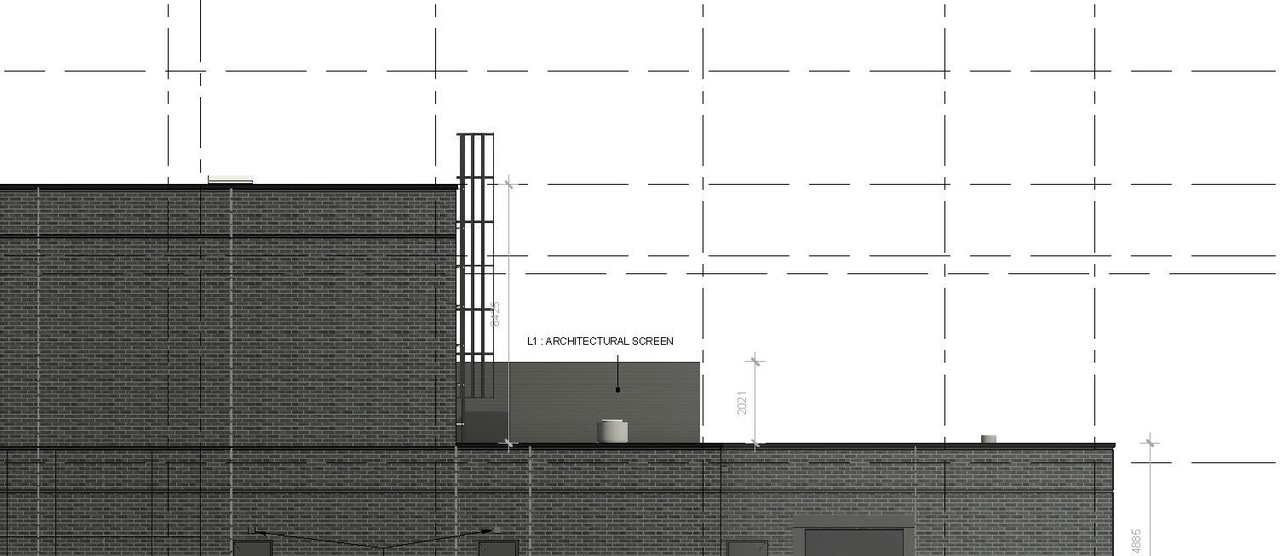 Rendering of building from page 21 of the file '2025-03-28 - Design Brief - D07-12-25-0040'