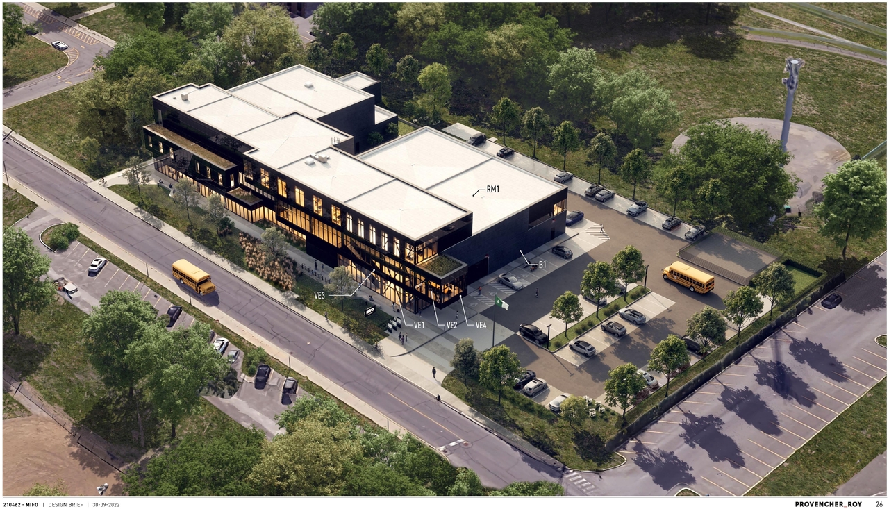 Rendering of building from page 26 of the file '2025-03-28 - Design Brief - D07-12-25-0040'