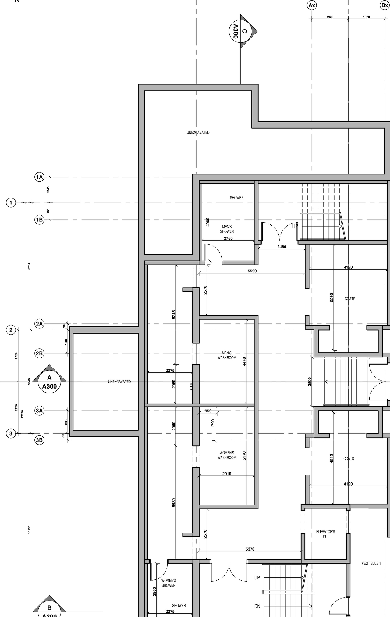 Construction site plan for project from page 1 of the file '2025-08-01 - Proposed Temple Basement Floor Plan - D07-12-25-0049'