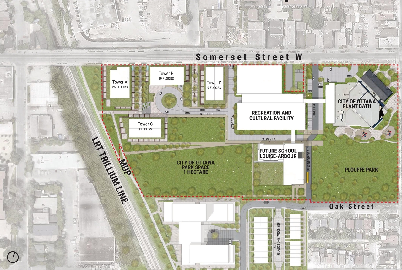 Construction site plan for project from page 22 of the file '2025-04-30 - Urban Design Review Panel Report - D07-12-25-0060'